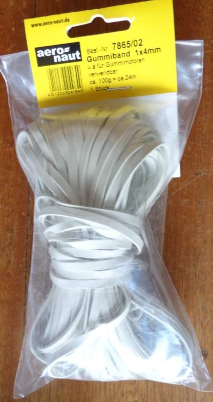 Gummiband 1 x 4 mm,  100 g, Länge 24 m