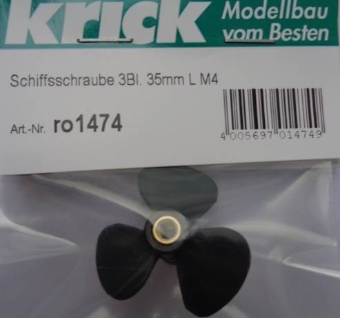 Schiffsschraube 3Bl. 35 mm links, M 4