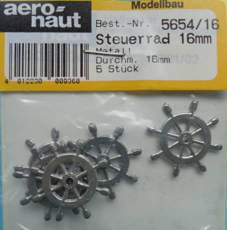 Steuerrad, Metall, 16 mm, 5 Stück