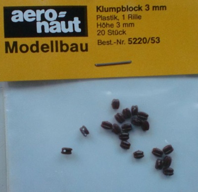 Klumpblock (Plastik), Höhe 3 mm, 1 Rille, 20 Stück