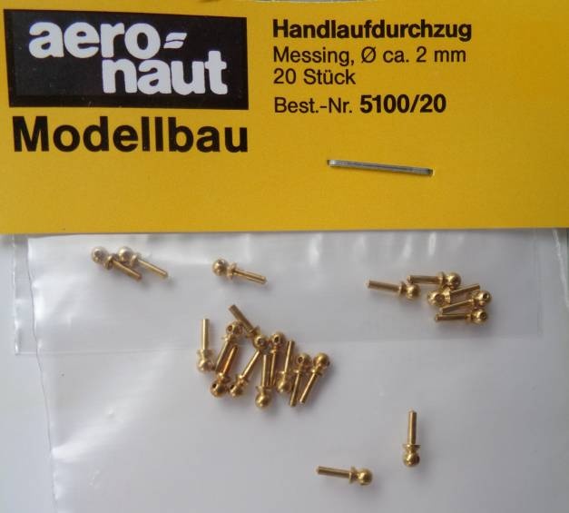 Handlaufstützen , messing, Durchm. 2,0 mm, 20 Stück