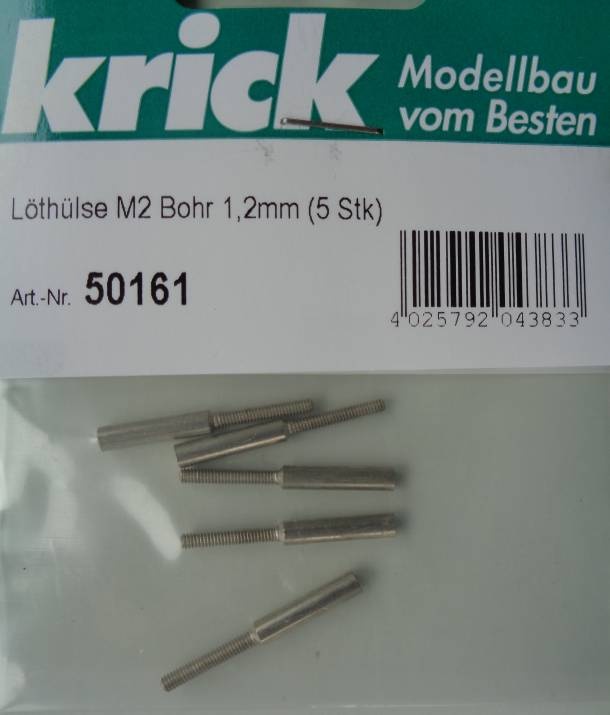 Löthülsen  M 2,  Bohrung  1,2 mm, 5 Stück