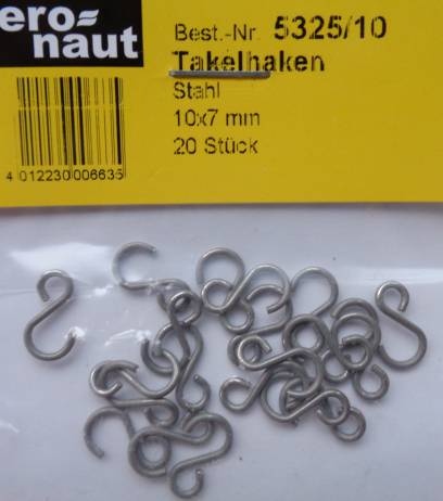 Takelhaken, 20 Stück, Stahl,  10 x 7 mm,