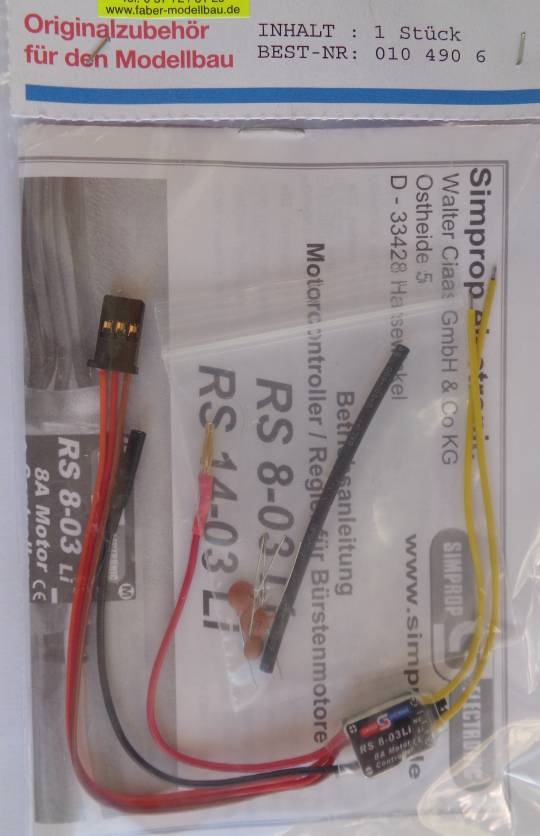 RS 8-03Li,   8 Amp, f. 2-3 Lipos, f. 4-8 NC