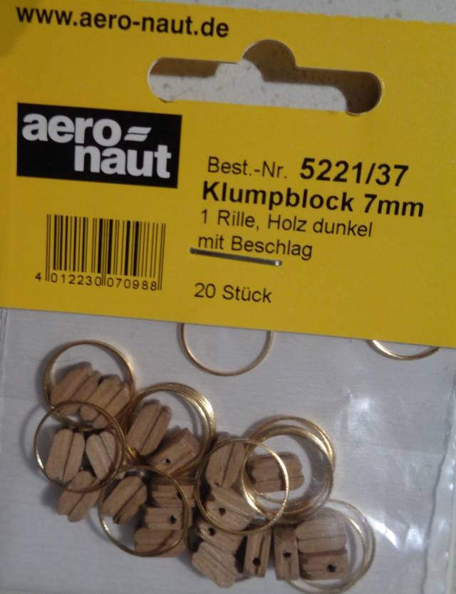 20 St.Klumpblock(Holz), 7 mm hoch, 2 Rillen, dunkel, m.Ring