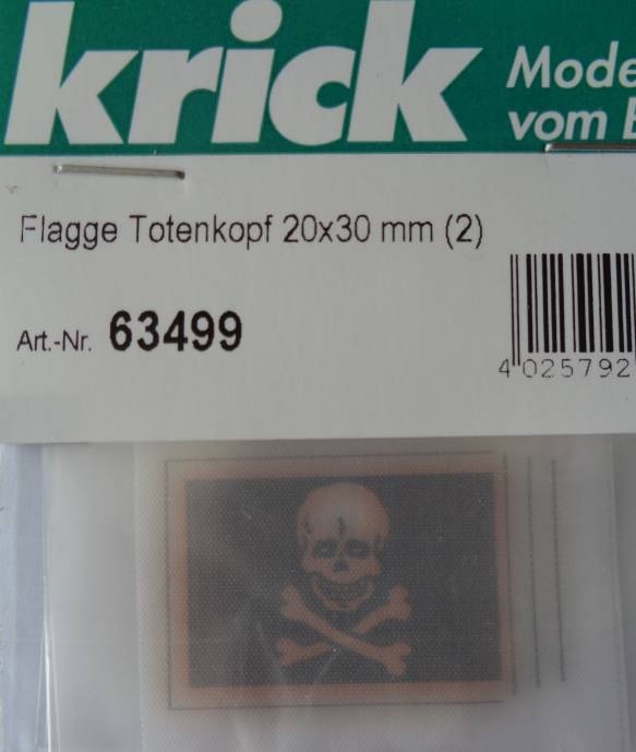 Flagge Totenkopf 20x30 mm,  2 Stck.