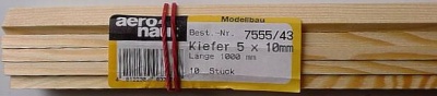 Kiefernleisten 5 x 10 mm, 1 m lang,