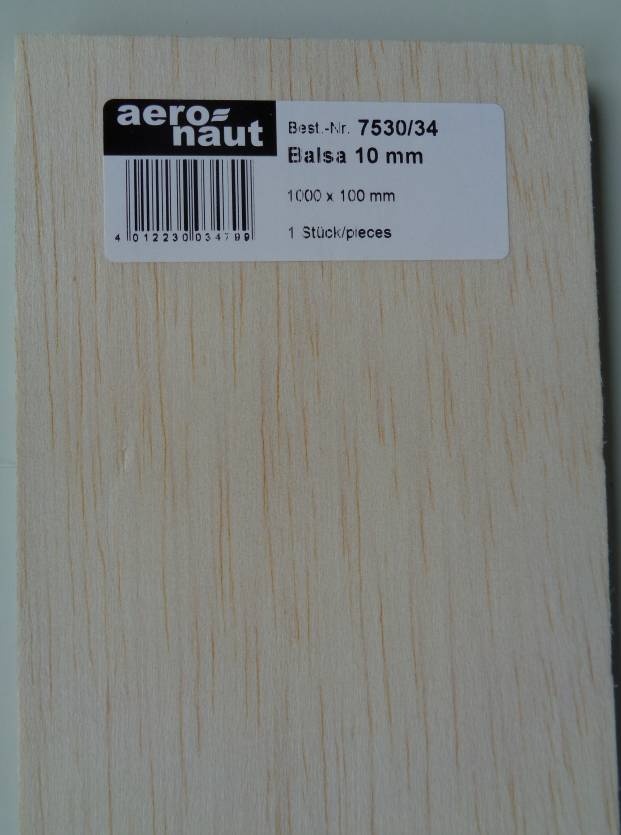 Balsabrettchen 10 mm stark, 10 cm breit, 1 m lang