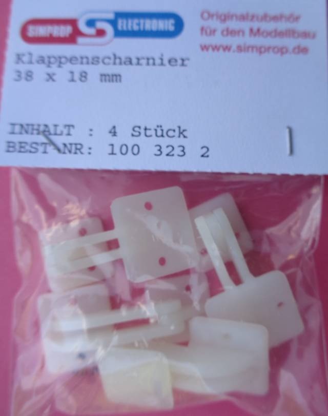 Klappenscharnier 38 x 18 mm,  4 Stück  - NEU -