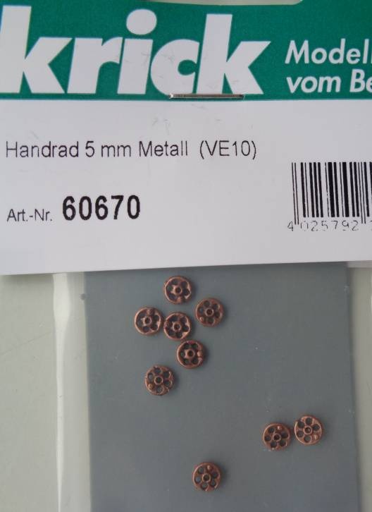 Handräder, 5 mm, Metall, 10 Stück