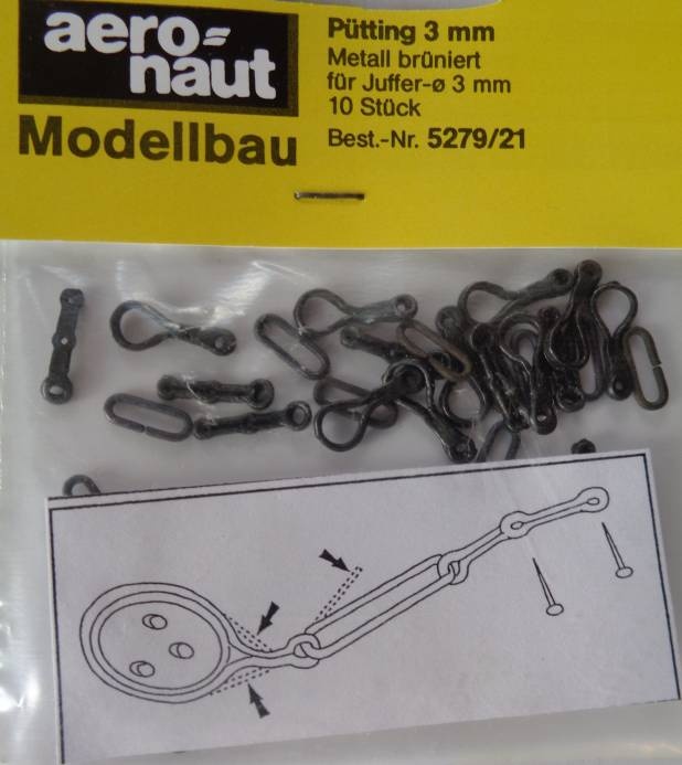 Pütting, Metall brüniert, für Juffern-Ø 3  mm, 10 Stück