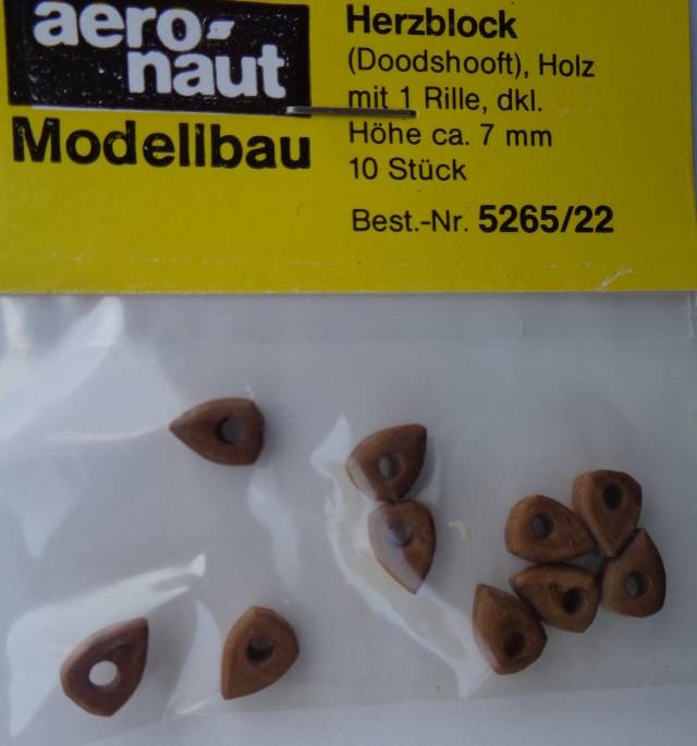 Herzblock/Doppelshooft, Holz, dunkel, m.1 Rille,  7 mm hoch