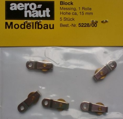 Block mit 1 Rolle, 15 mm lang, 6 mm breit, 3 mm dick