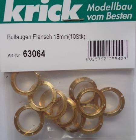 Bullaugen mit Flansch 18mm (10Stück)