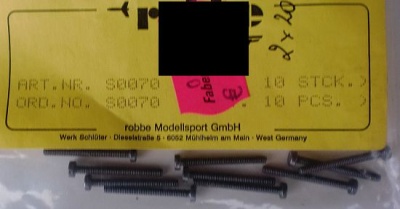 Eisenschrauben M 2 x 20, 10 Stck.