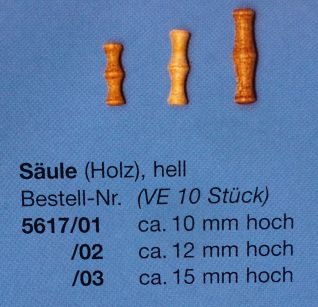 Säulen Holz hell 10 mm, 10 Stück