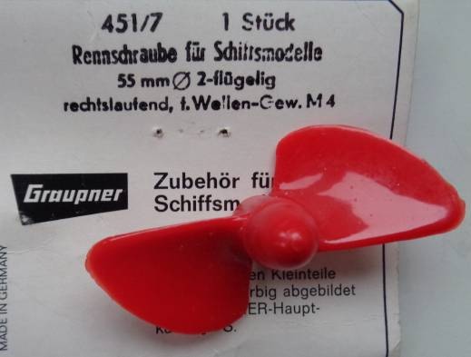 Rennschraube M 4, Ø 55 mm. 2-flügelig, rechtsl., -rot-