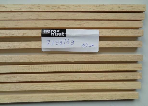 ABACHI-Vierkantleisten   8 x 8 mm, 1 m lang, 10 Stück
