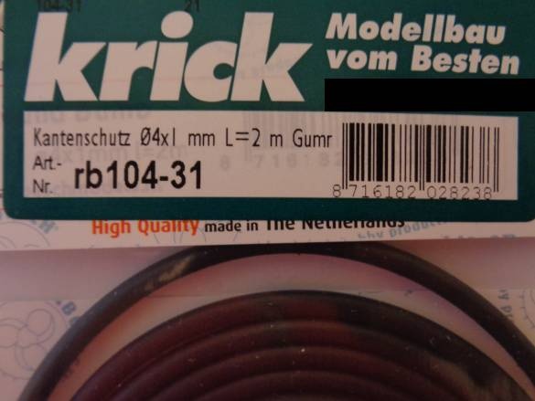 Scheuerleiste/ Kantenschutz Ø 4x1 mm L=2 m Gummiprofil - Faber Modellbau