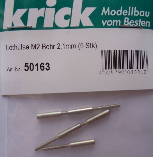 Löthülsen  M 2,  Bohrung  2,1 mm, 5 Stück