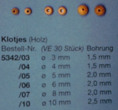 Klotjes Holz Ø 8 mm, Bohrung 2,0 mm, 30 Stück