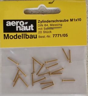 ZYL-Schrauben. Messing, Maße: M 1 x  10 mm
