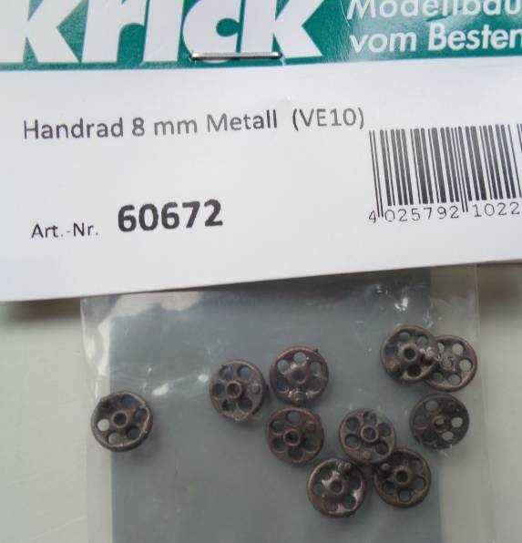 Handräder, 8 mm, Metall, 10 Stück