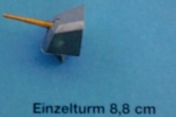 Einzelturm  8.8 cm, drehbar, grau (Plastik), M. 1:200, 2 St.