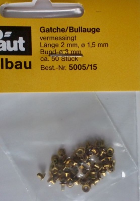 Gatche/Bullaugen, Ø äußerer Rand 3 mm, Länge 2 mm, 50 Stück