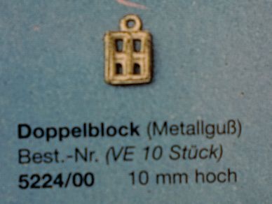 Doppelbl0ck, Metallguß, 10 mm, 10 Stück