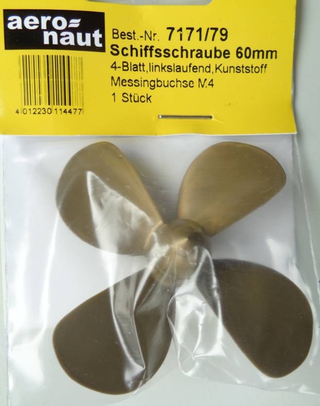 Schiffsschrauben,Kunststoff, 4-Blatt, Ø 60 mm, linksl.