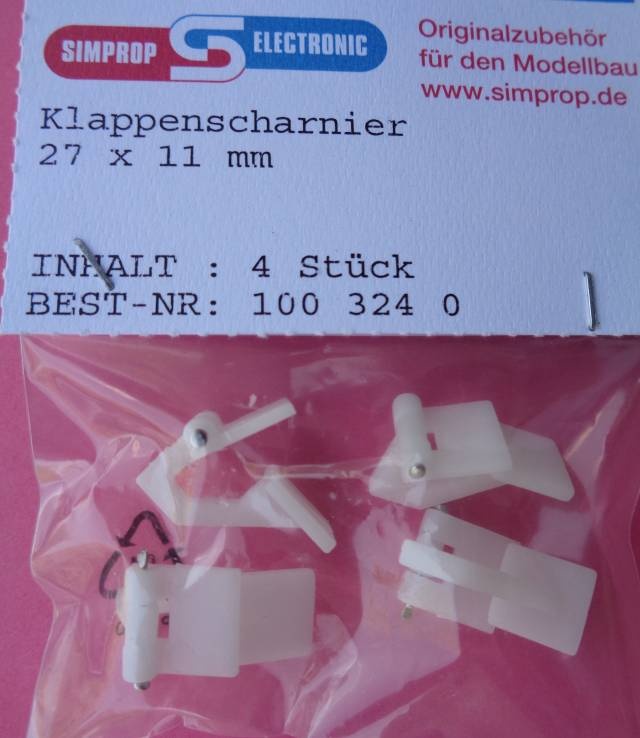 Klappenscharnier 27 x 11 mm,  4 Stück  - NEU -