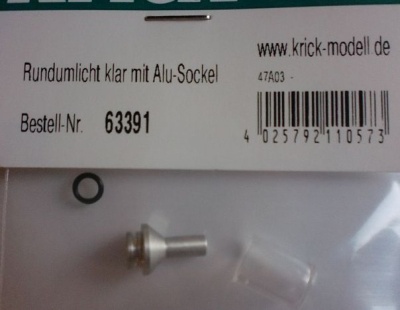 Rundumleuchte m. klarem Kunststoff-Glas u. Alu-Sockel