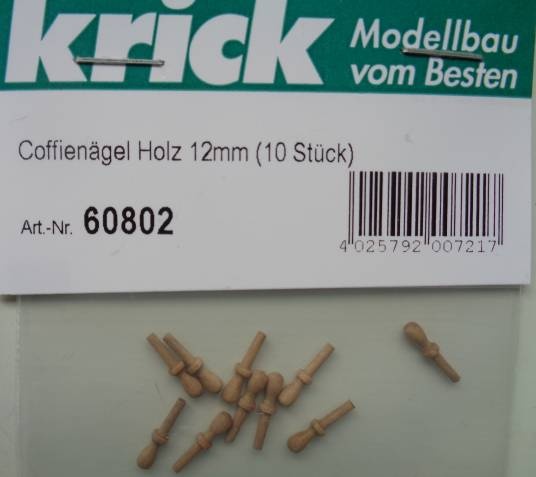 Coffienägel, Holz, Nussbaum, 12 mm, 10 Stück