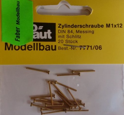 ZYL-Schrauben. Messing, Maße: M 1 x  12 mm