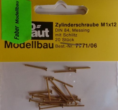 ZYL-Schrauben. Messing, Maße: M 1 x  12 mm
