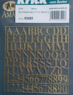 Buchstabensatz 10 mm Messing