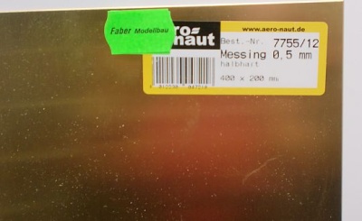 Messing-Blech 400x200x0.5 mm, halbhart, blank