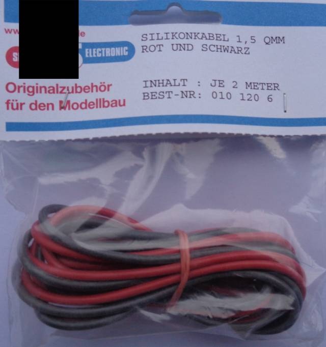 Silikonkabel 1,5mm² rot/schwarz, 2 m