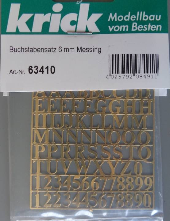 Buchstabensatz 6 mm Messing