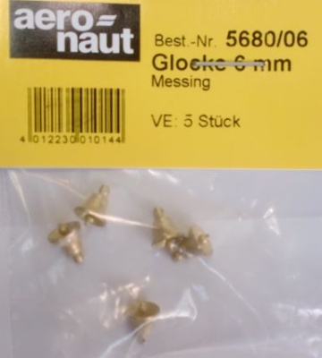 Glocke, Messing, 6 mm hoch, 5 Stück
