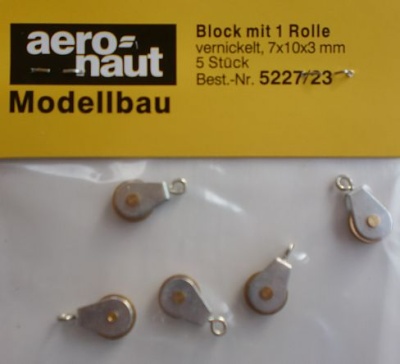Blockmit 1 Rolle, vernickelt, 5 Stück, . 7x10mm, 3 mm dick