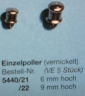 Einzelpoller, vernickelt, 9 mm hoch, 5 Stück