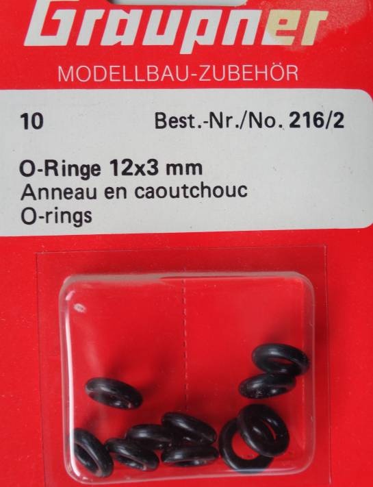O-Ringe 12 x 3 mm  für Elektroflugset - 7 x vorrätig /1.9.20