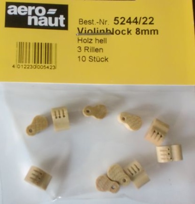 Violinblöcke, Holz, hell, mit 3 Rillen, 8 mm hoch, 10 Stück