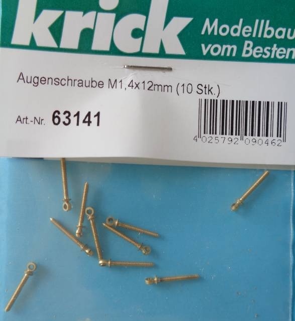 Augenschrauben, M 1,4x12 mm, 10 Stück