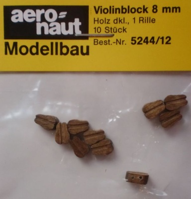 Violinblöcke, Holz, dunkel, mit 1 Rille, 8 mm hoch, 10 Stück