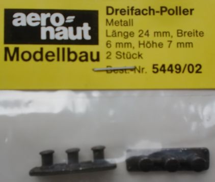 Dreifach-Poller  6 mm (Metall brüniert), 2 Stück