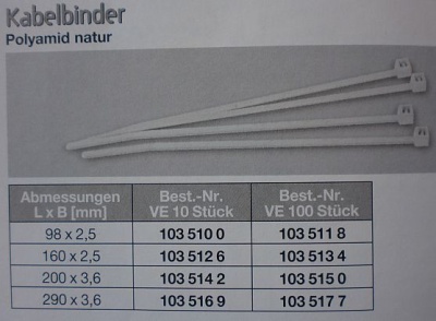 KABELBINDER 200 X 3,6 mm, 10 Stück