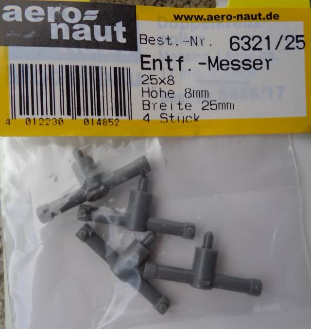 Entfernungs-Messer (Plastik), 25 mm breit, 8 mm hoch